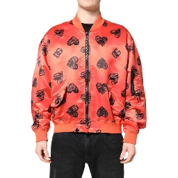 Orange DG Heart Full Zip Men Bomber Jacket