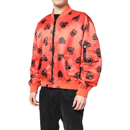 Orange DG Heart Full Zip Men Bomber Jacket