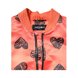 Orange DG Heart Full Zip Men Bomber Jacket