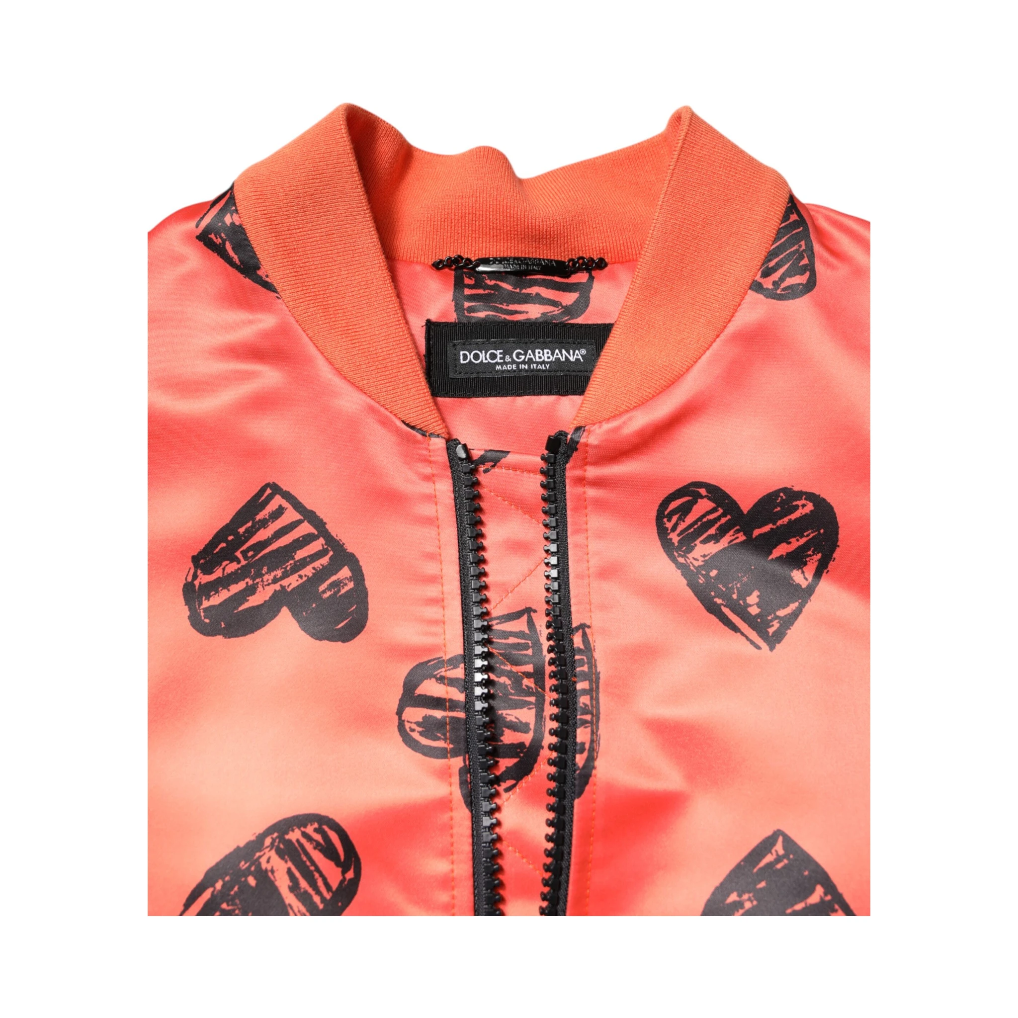 Orange DG Heart Full Zip Men Bomber Jacket
