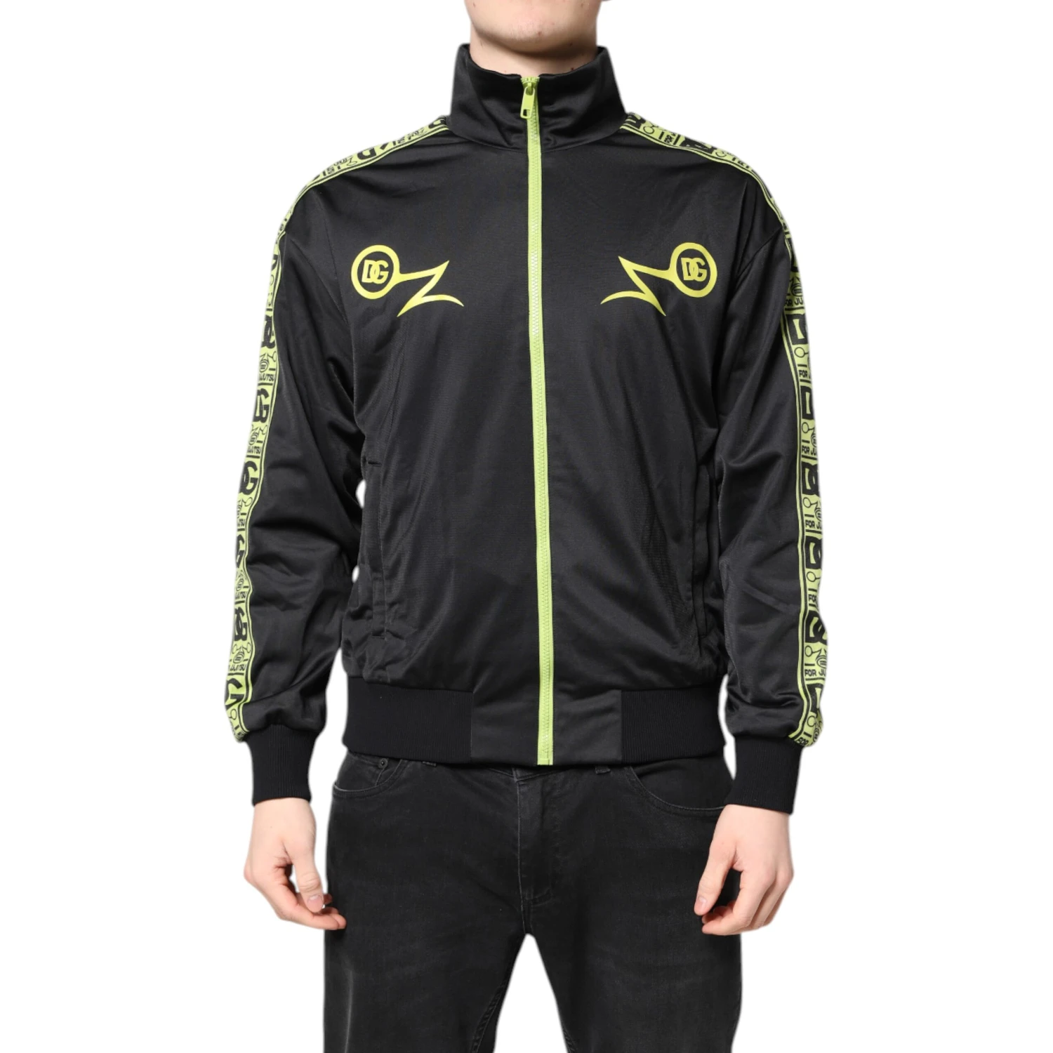 Black Logo Turtleneck Zip Bomber Jacket