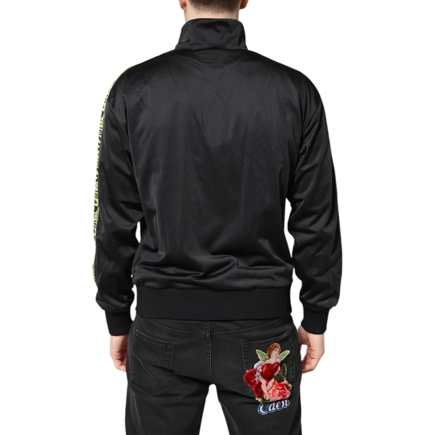 Black Logo Turtleneck Zip Bomber Jacket