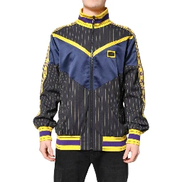 Black Striped Logo Full Zip Bomber Jacket