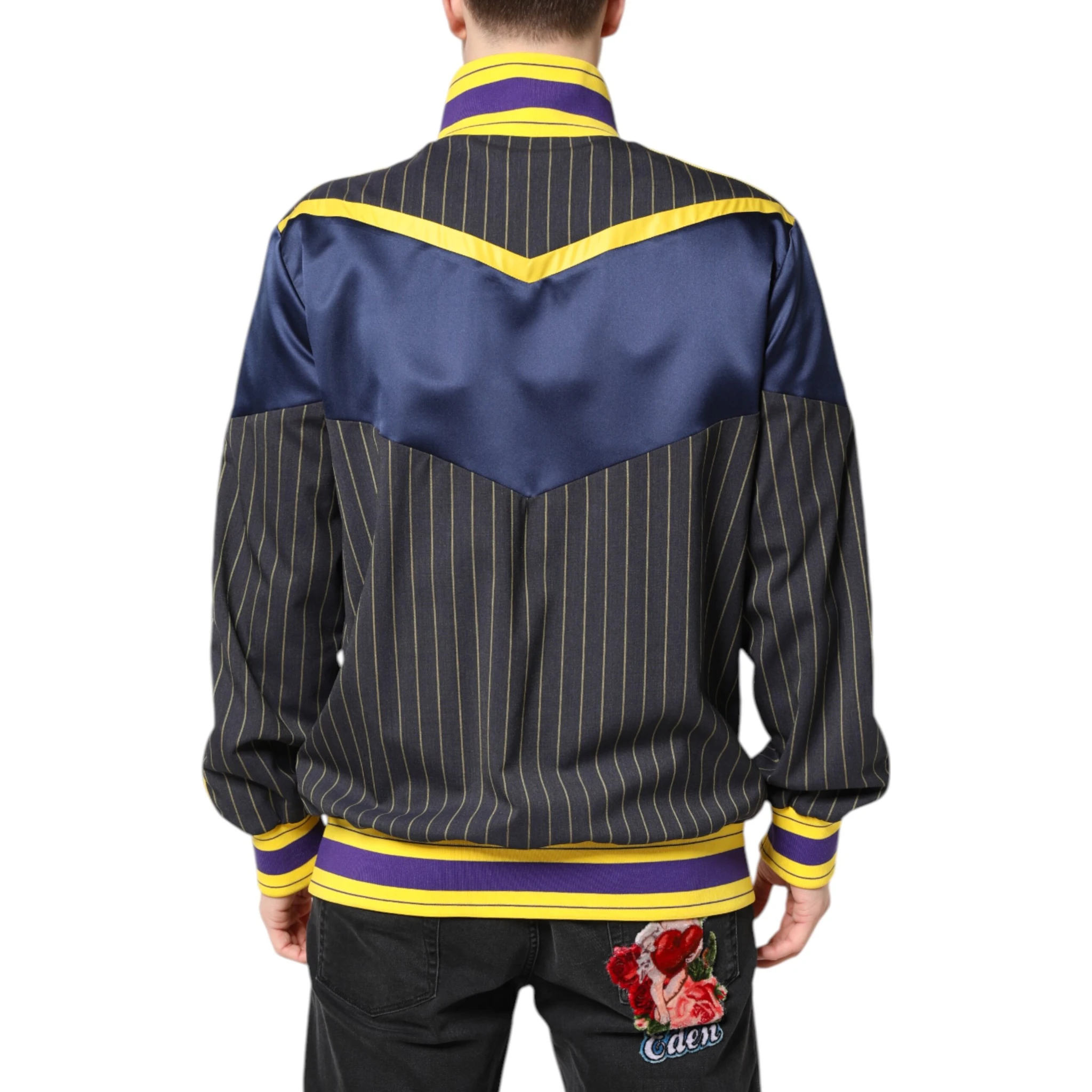 Black Striped Logo Full Zip Bomber Jacket