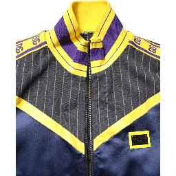 Black Striped Logo Full Zip Bomber Jacket