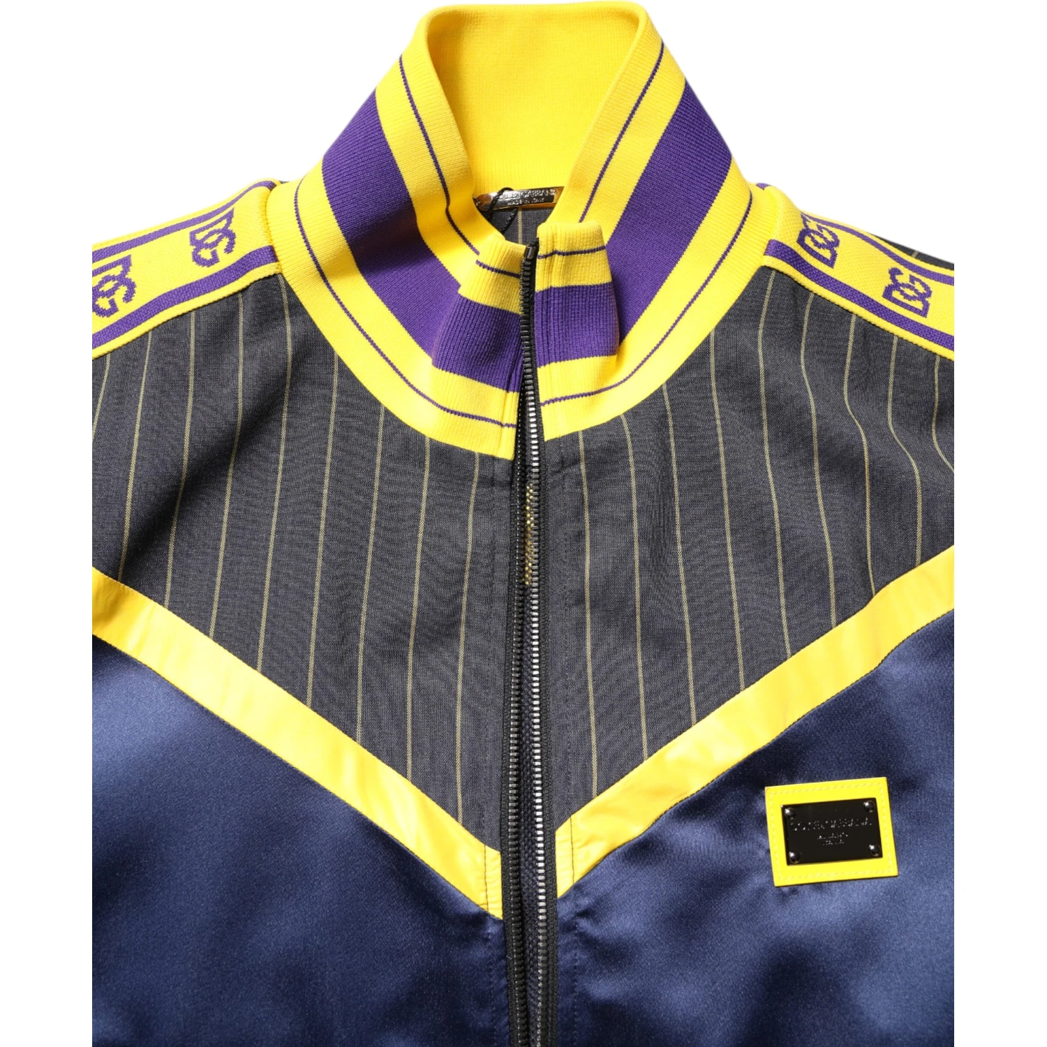 Black Striped Logo Full Zip Bomber Jacket