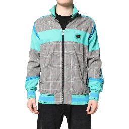 Multicolor Plaid Full Zip Windbreaker Jacket