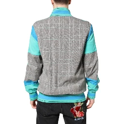 Multicolor Plaid Full Zip Windbreaker Jacket