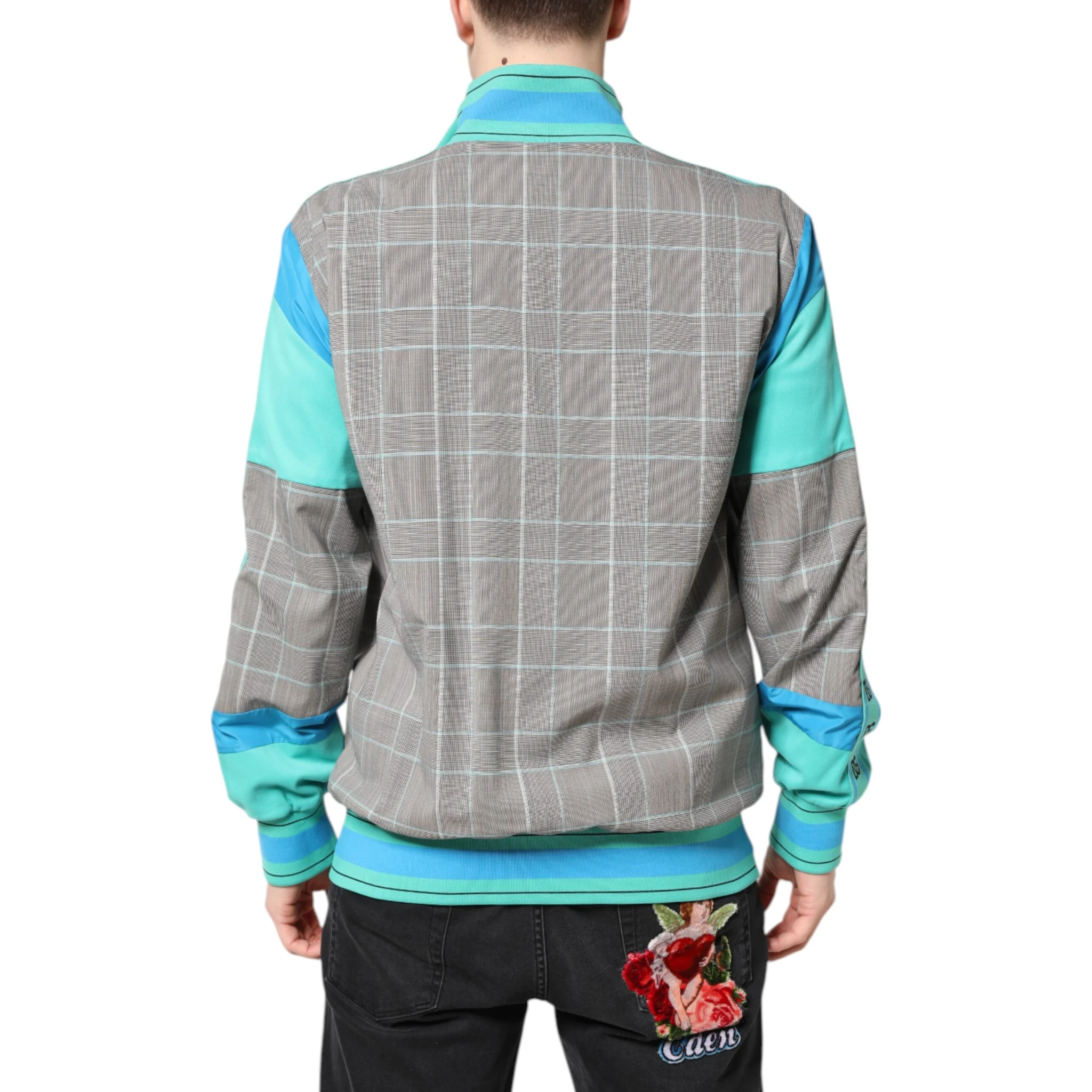Multicolor Plaid Full Zip Windbreaker Jacket