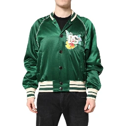 Green Floral DG Logo Full Zip Bomber Jacket