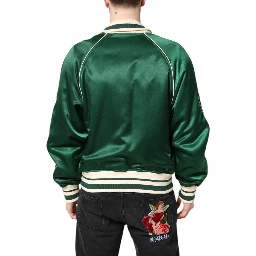Green Floral DG Logo Full Zip Bomber Jacket