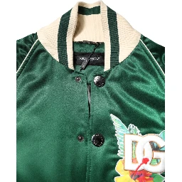 Green Floral DG Logo Full Zip Bomber Jacket