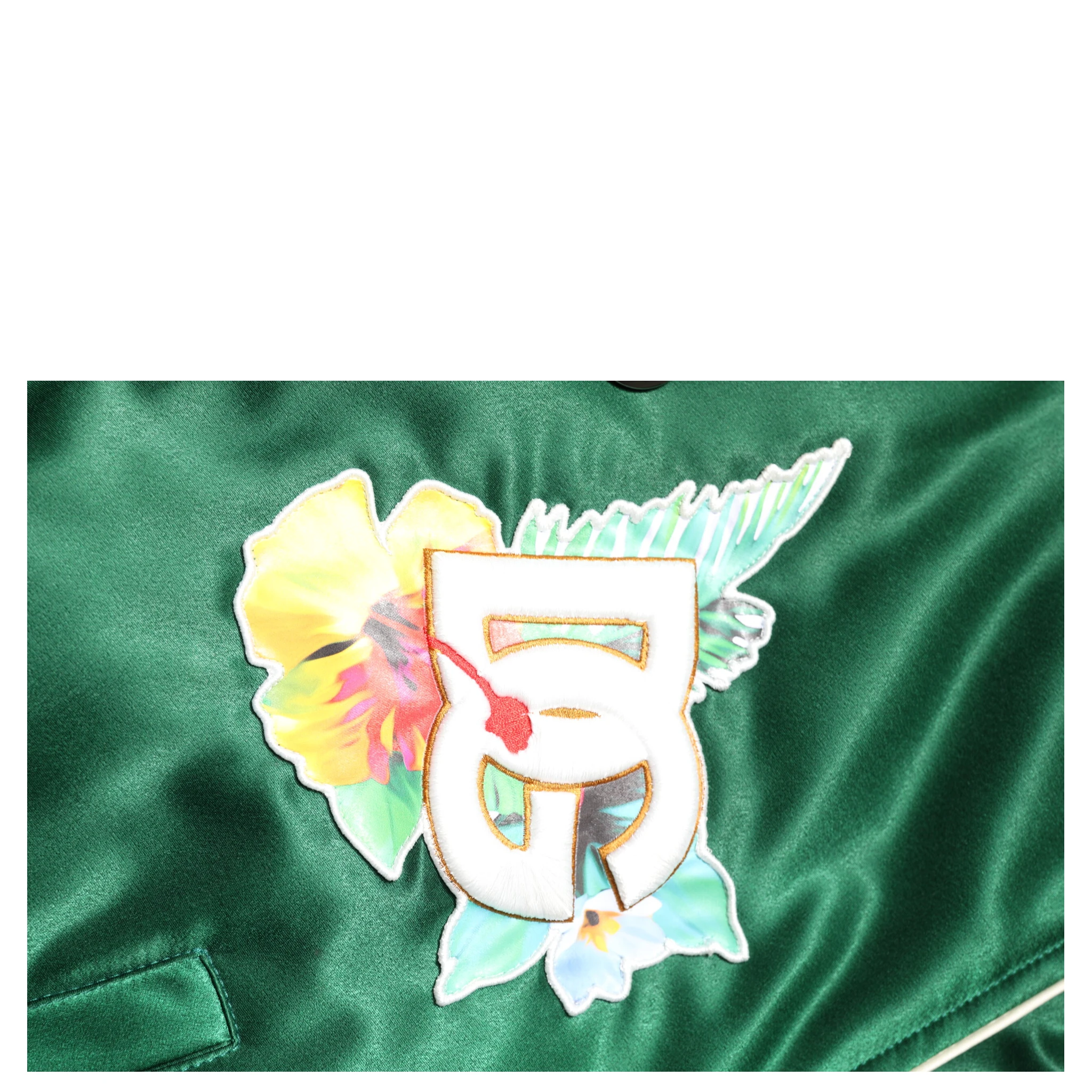 Green Floral DG Logo Full Zip Bomber Jacket