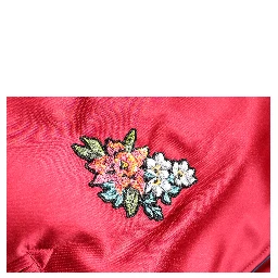 Red Floral Patch Full Zip Men Bomber Jacket