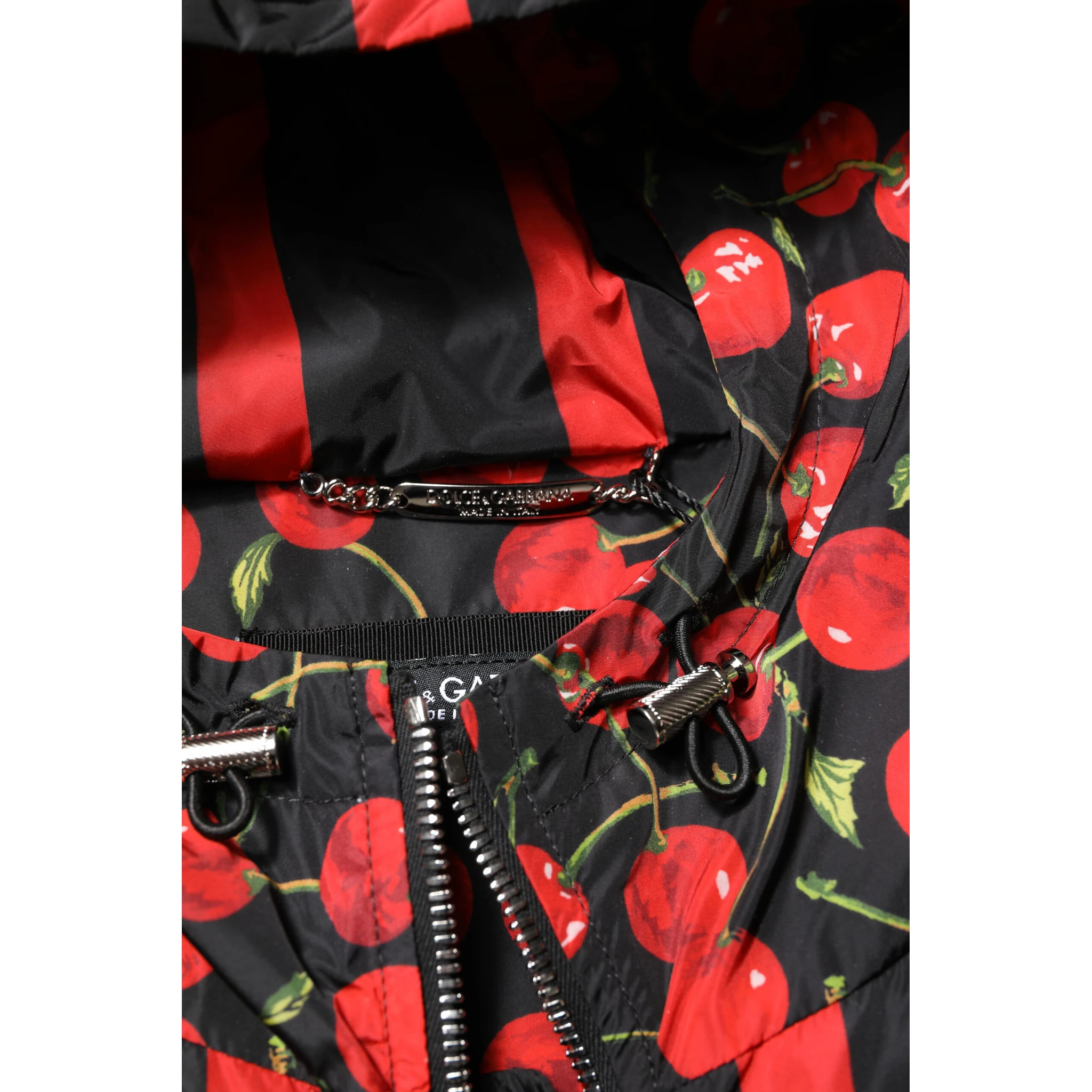 Black Cherry Print Hooded Windbreaker Jacket