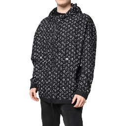 Black Heart Print Hooded Windbreaker Jacket