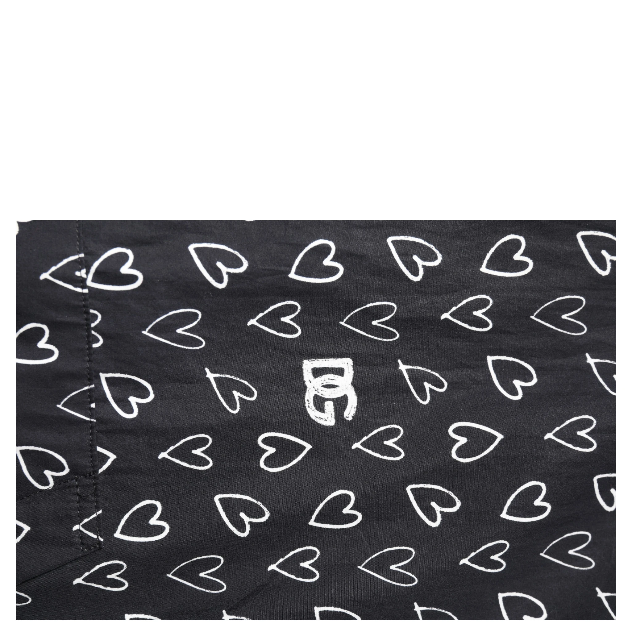 Black Heart Print Hooded Windbreaker Jacket