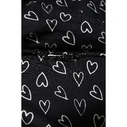 Black Heart Print Hooded Windbreaker Jacket