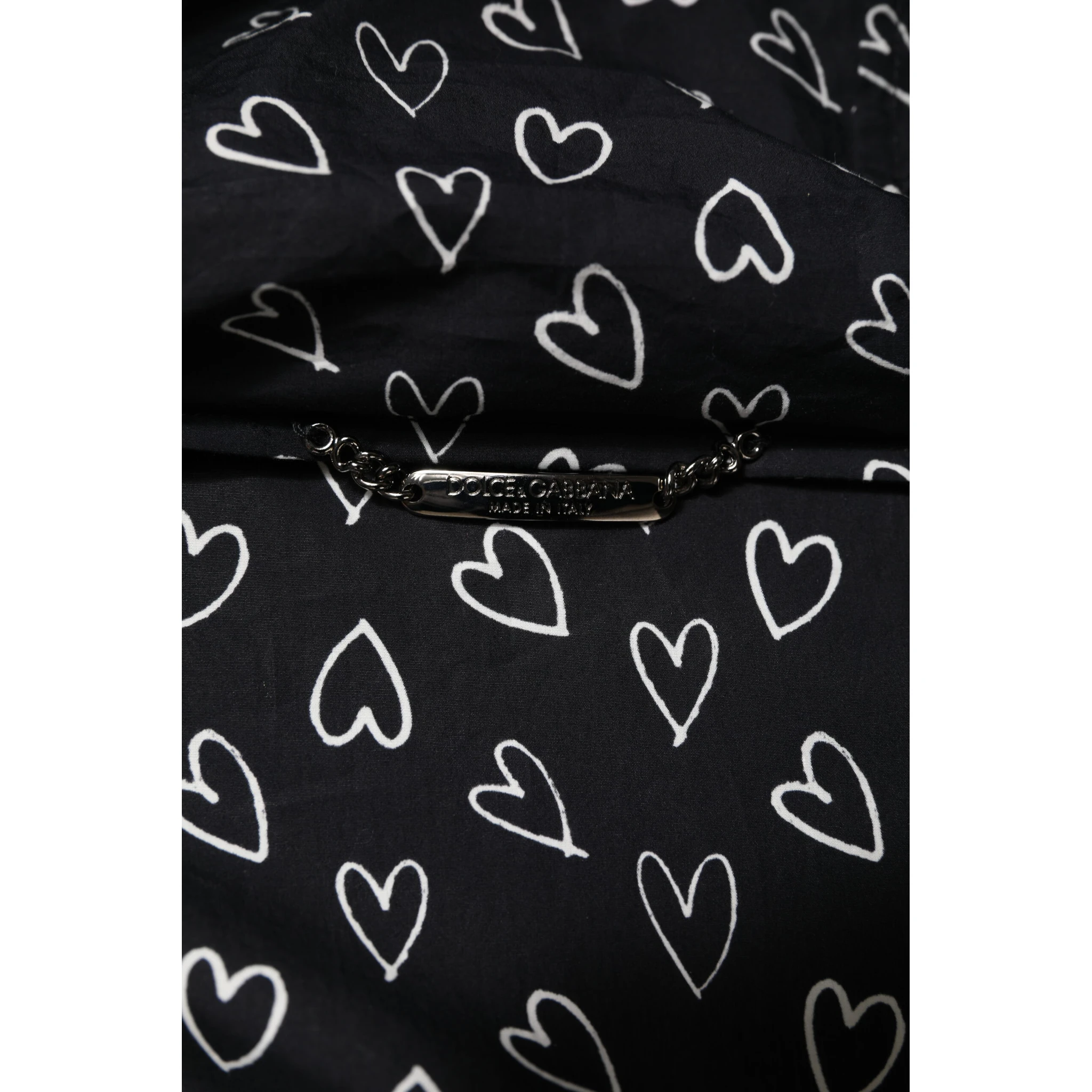 Black Heart Print Hooded Windbreaker Jacket