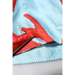 Blue Red Coral Print Wrap Robe Coat Jacket