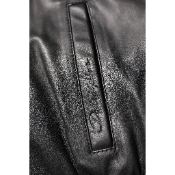 Black Lambskin Leather Full Zip Biker Jacket