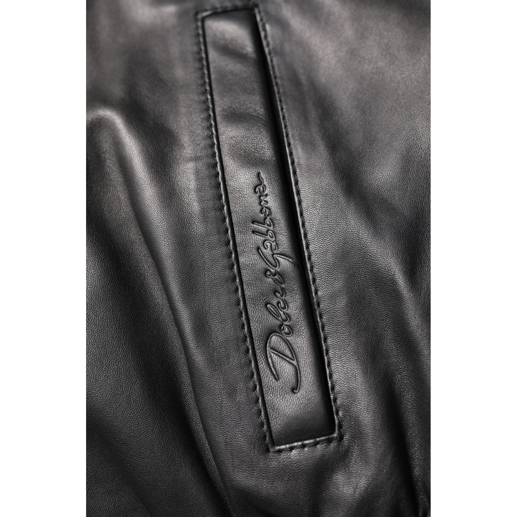 Black Lambskin Leather Full Zip Biker Jacket