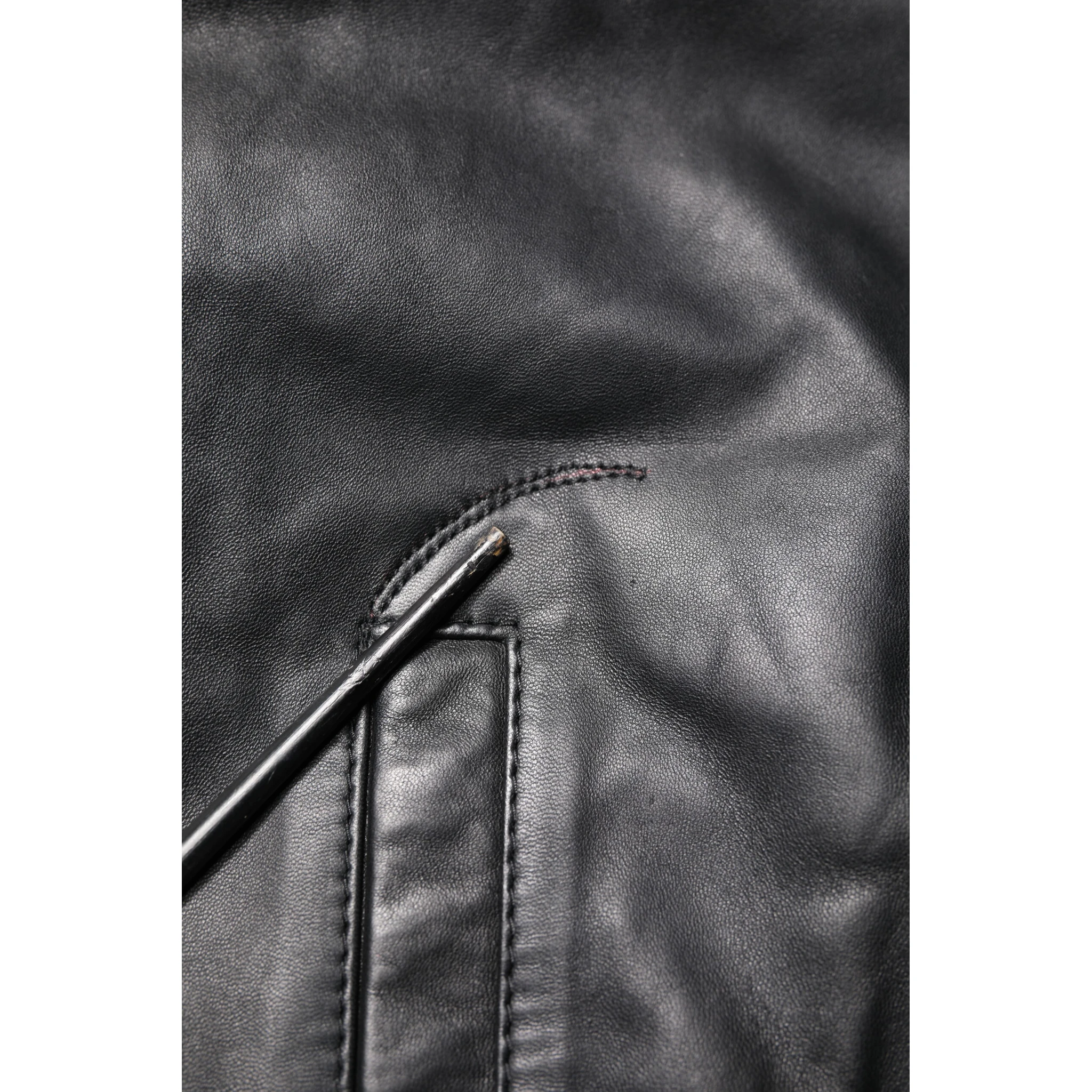 Black Lambskin Leather Full Zip Biker Jacket
