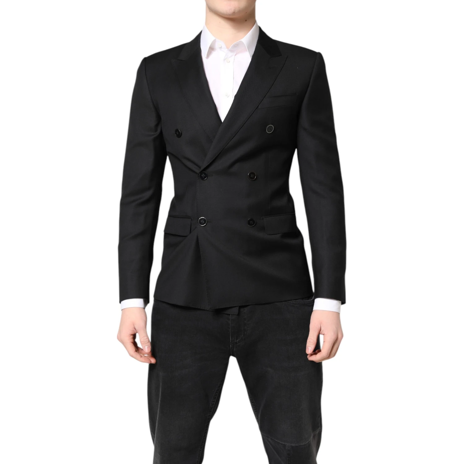 Black MARTINI Double Breasted Coat Blazer