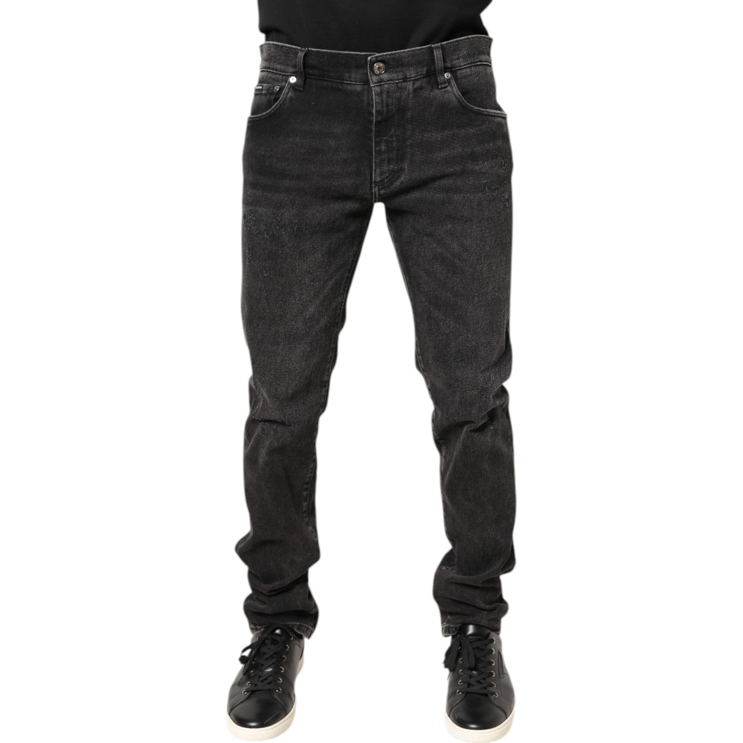 Gray Washed Cotton Skinny Denim Jeans