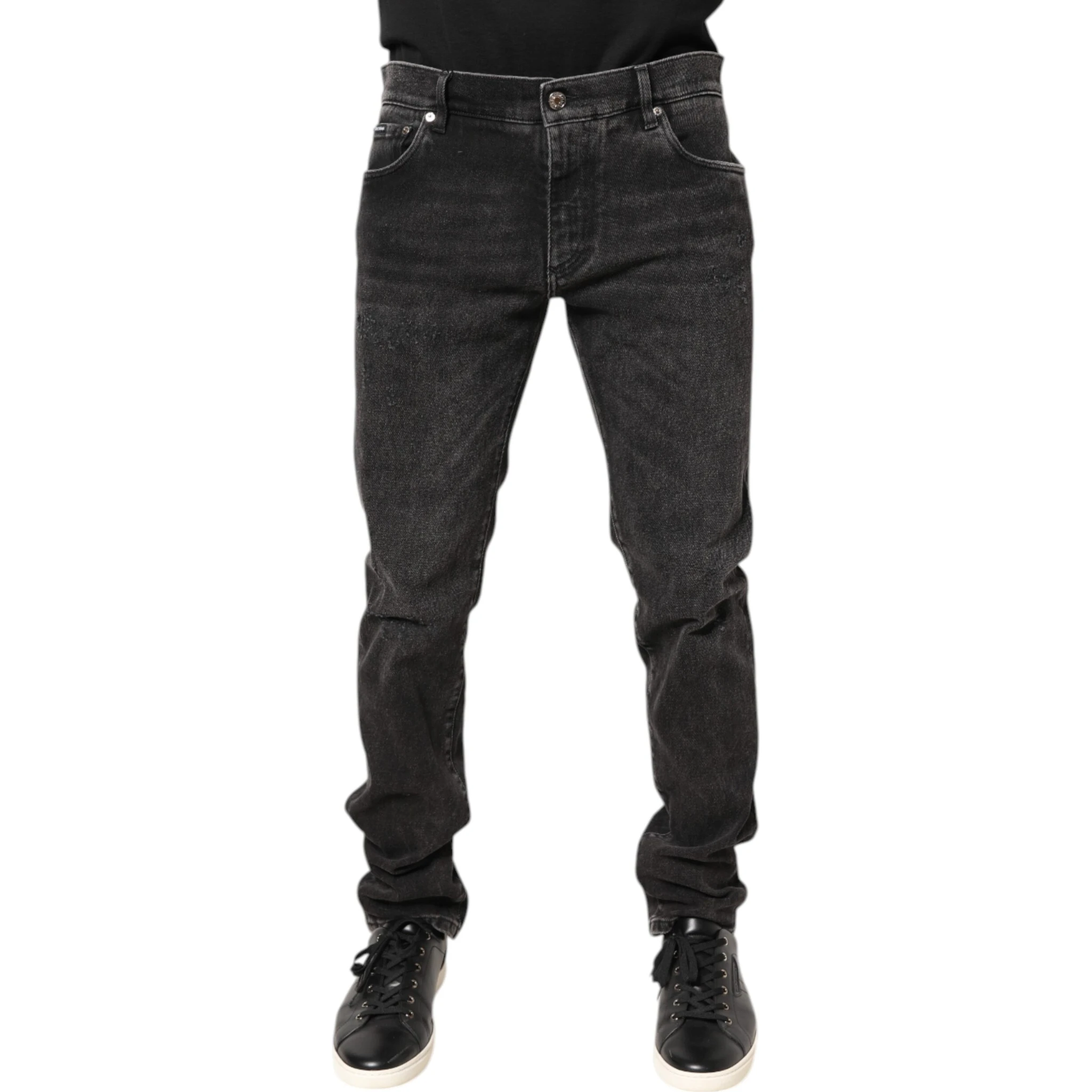 Gray Washed Cotton Skinny Denim Jeans