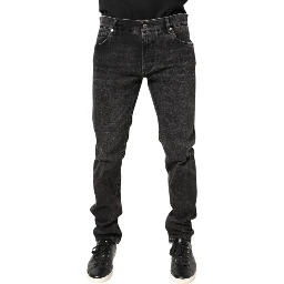 Gray Washed Cotton Skinny Denim Jeans