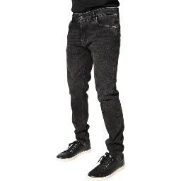 Gray Washed Cotton Skinny Denim Jeans