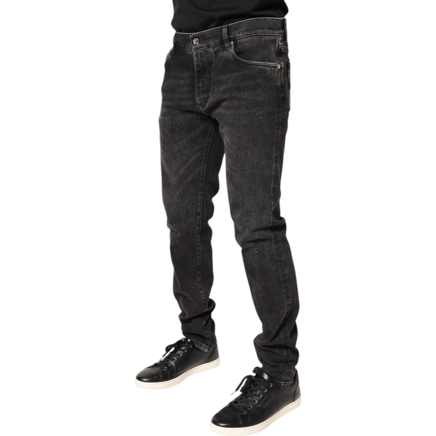 Gray Washed Cotton Skinny Denim Jeans