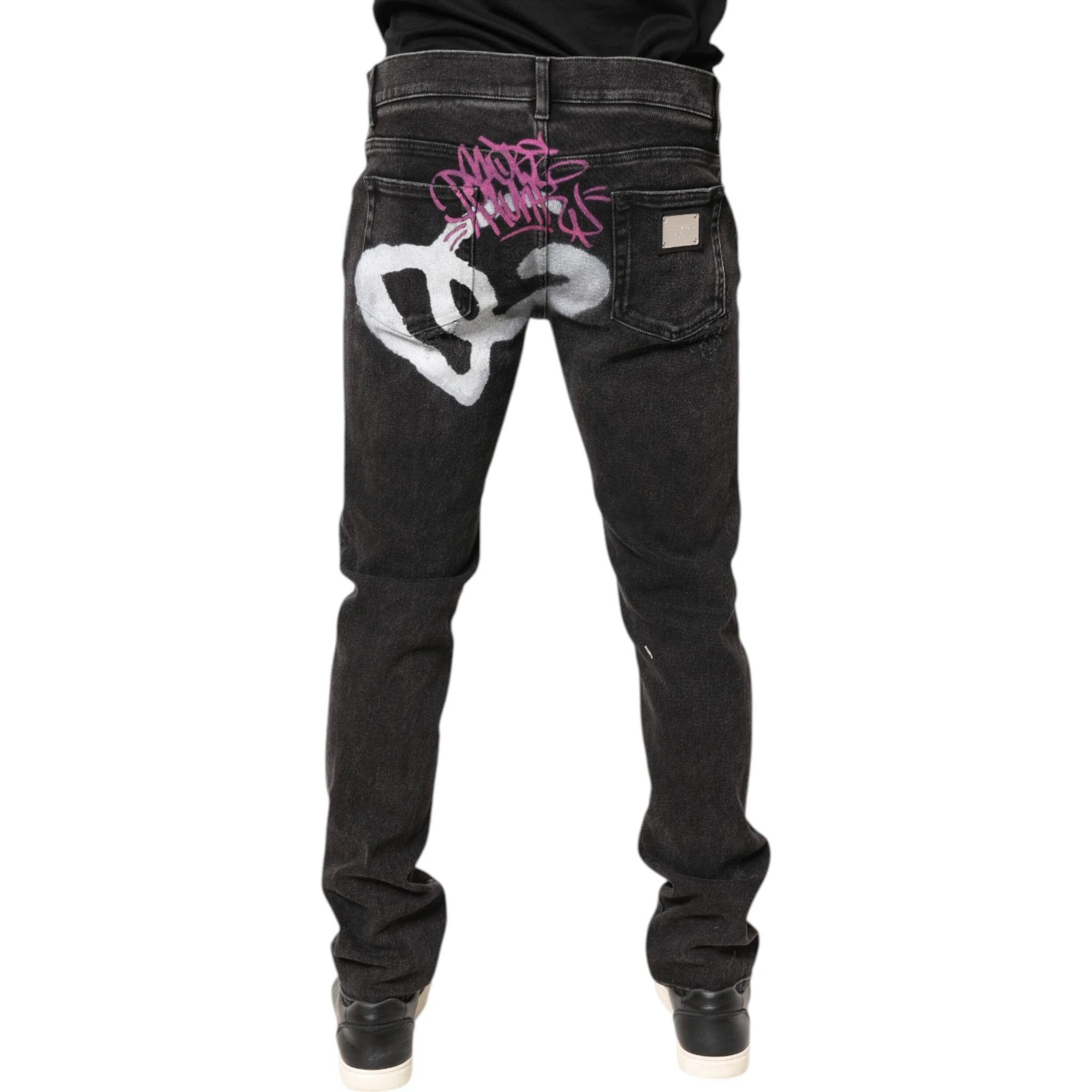 Gray Washed Cotton Skinny Denim Jeans