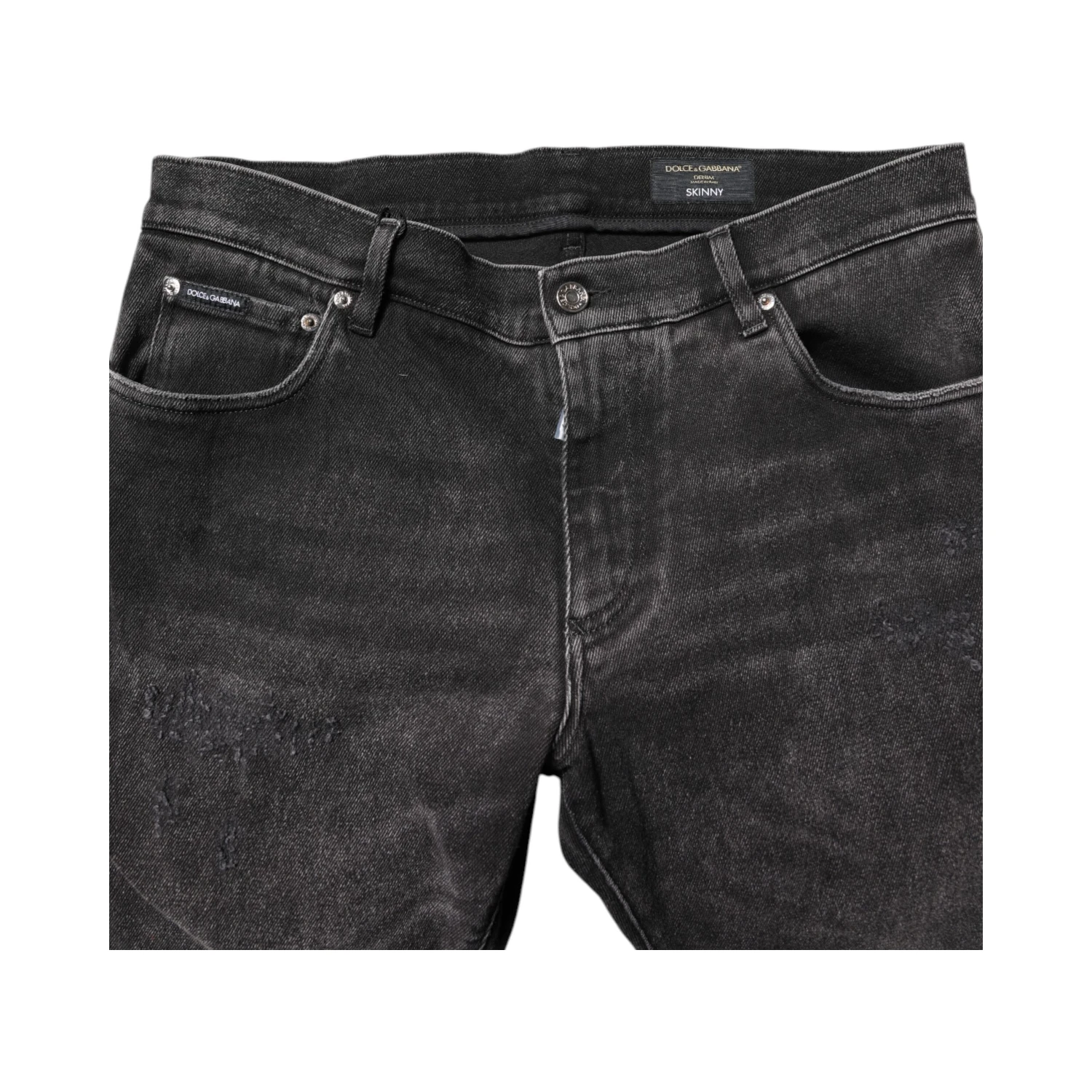 Gray Washed Cotton Skinny Denim Jeans