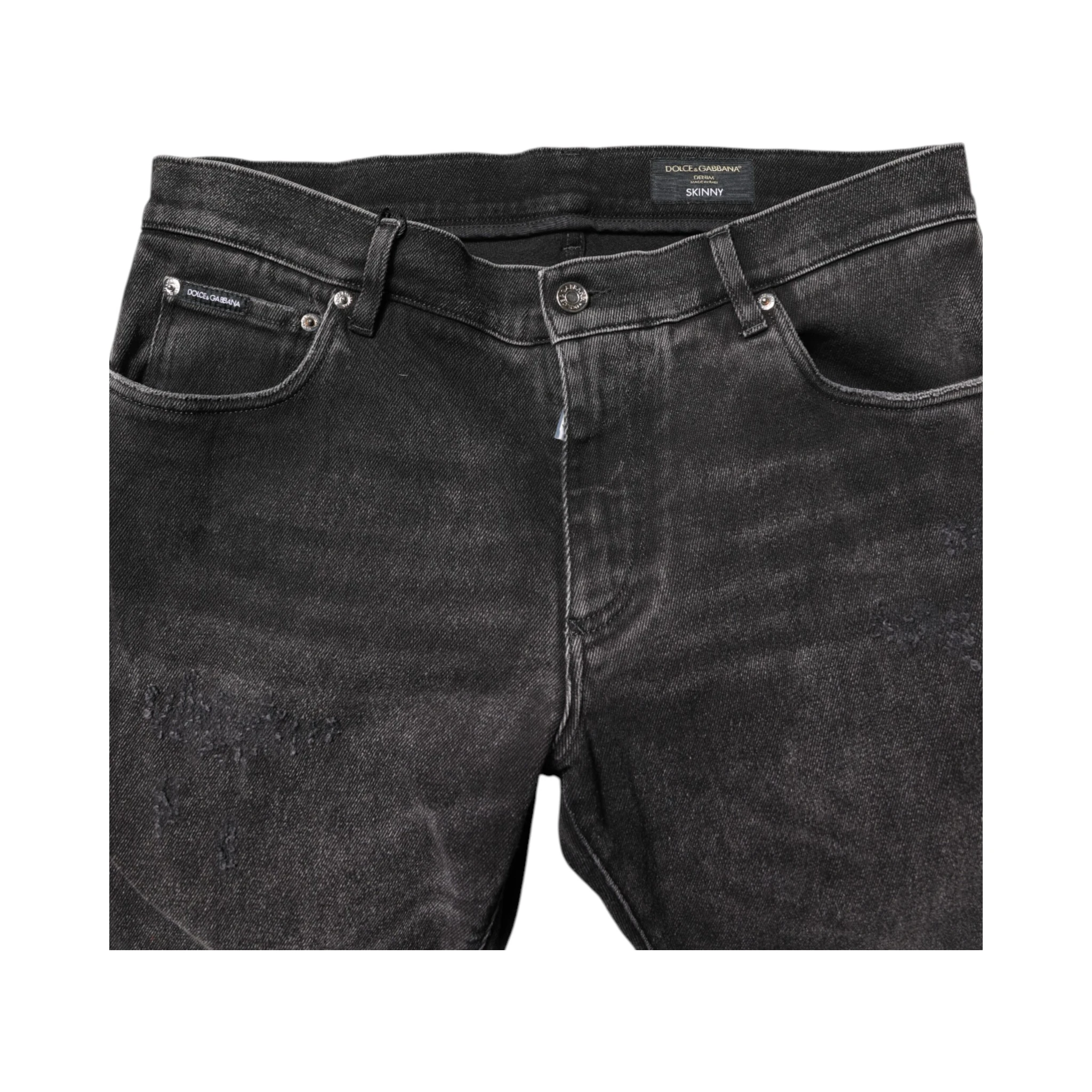 Gray Washed Cotton Skinny Denim Jeans