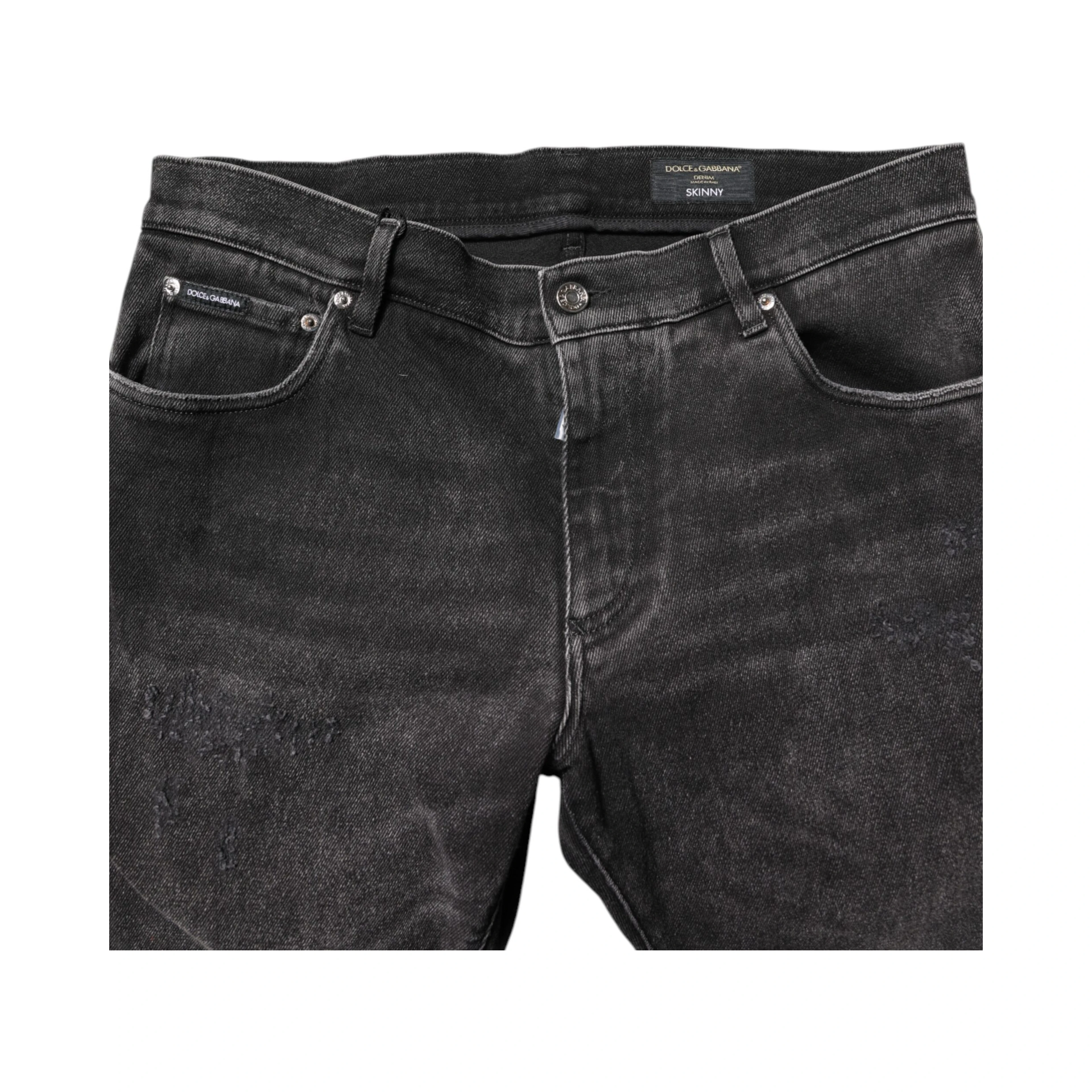 Gray Washed Cotton Skinny Denim Jeans