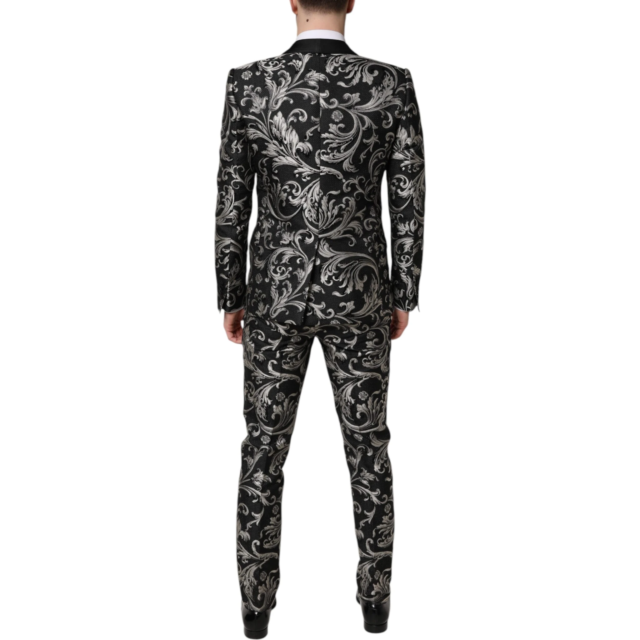 Black Gray MARTINI Jacquard Men 3 Piece Suit