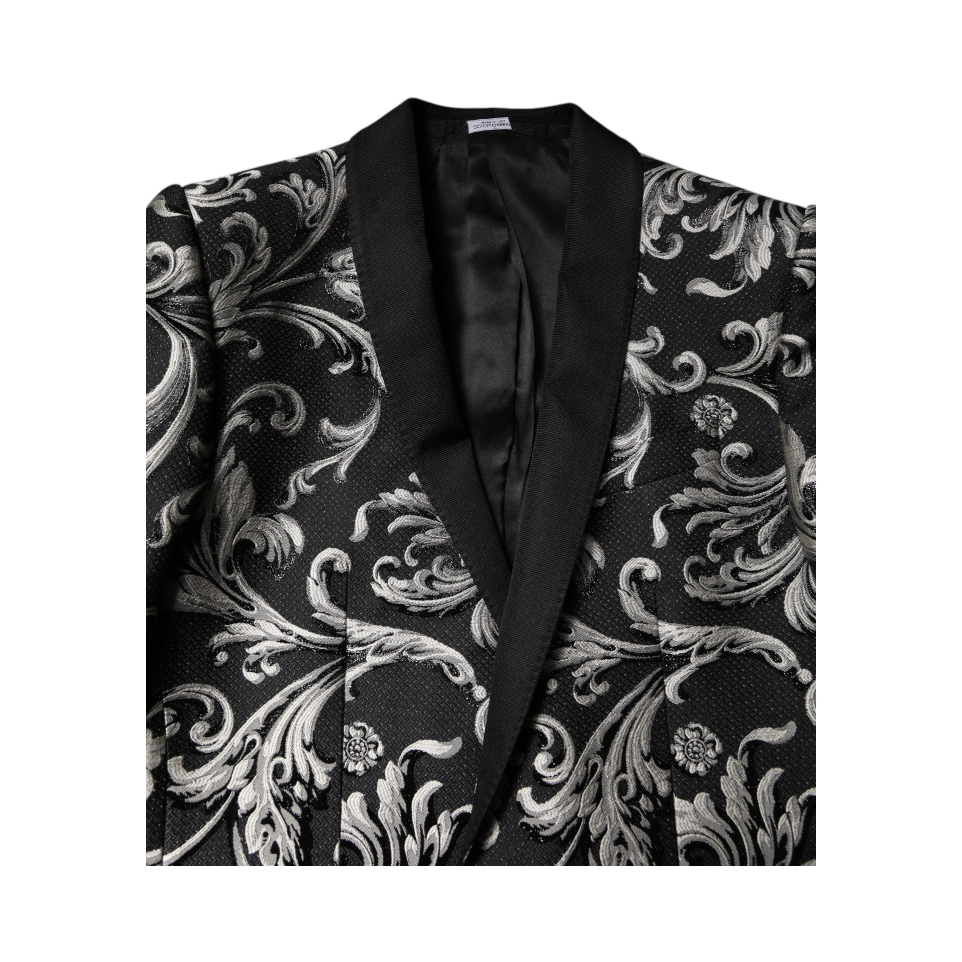 Black Gray MARTINI Jacquard Men 3 Piece Suit