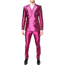 Pink SICILIA Double Breasted 3 Piece Suit