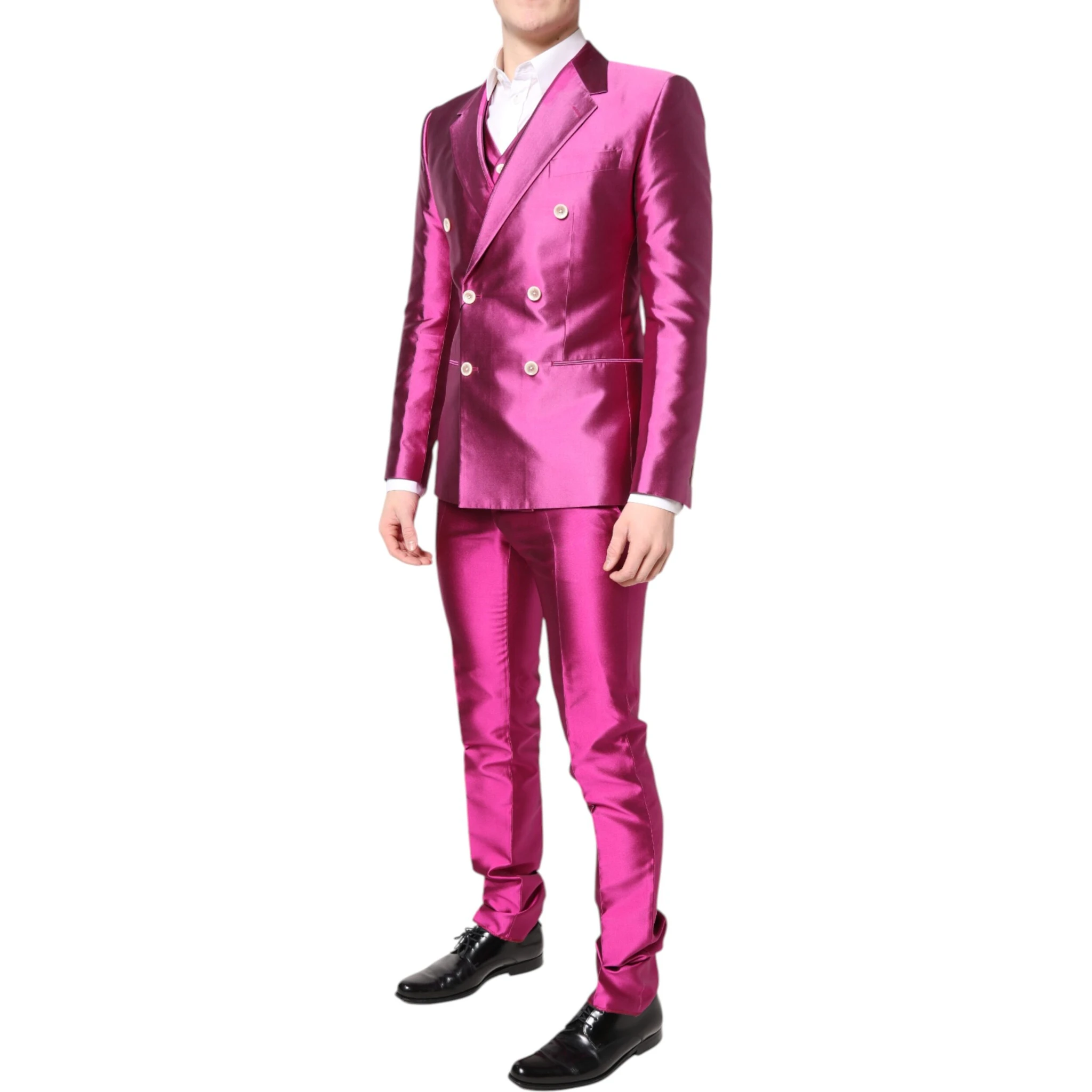 Pink SICILIA Double Breasted 3 Piece Suit