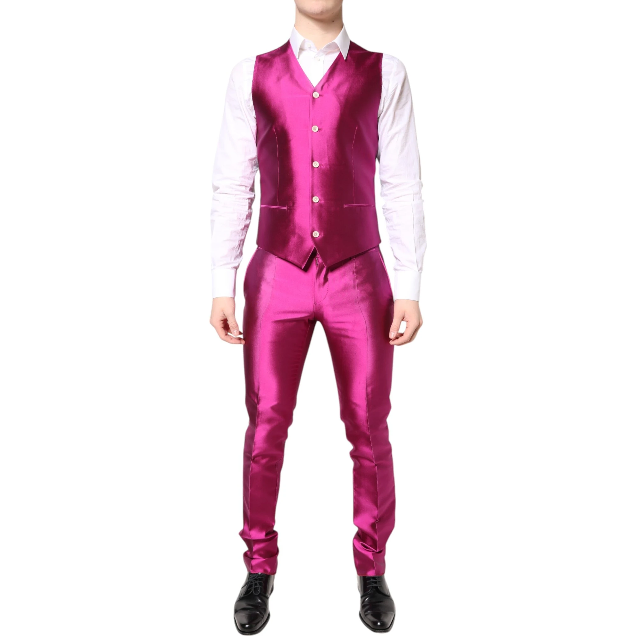 Pink SICILIA Double Breasted 3 Piece Suit