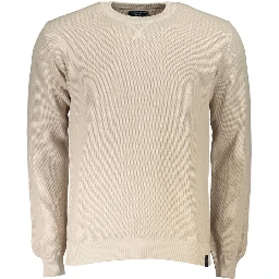 Beige Cotton Men Sweater In Neutral