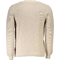 Beige Cotton Men Sweater In Neutral