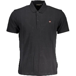 Black Cotton Men Polo Shirt