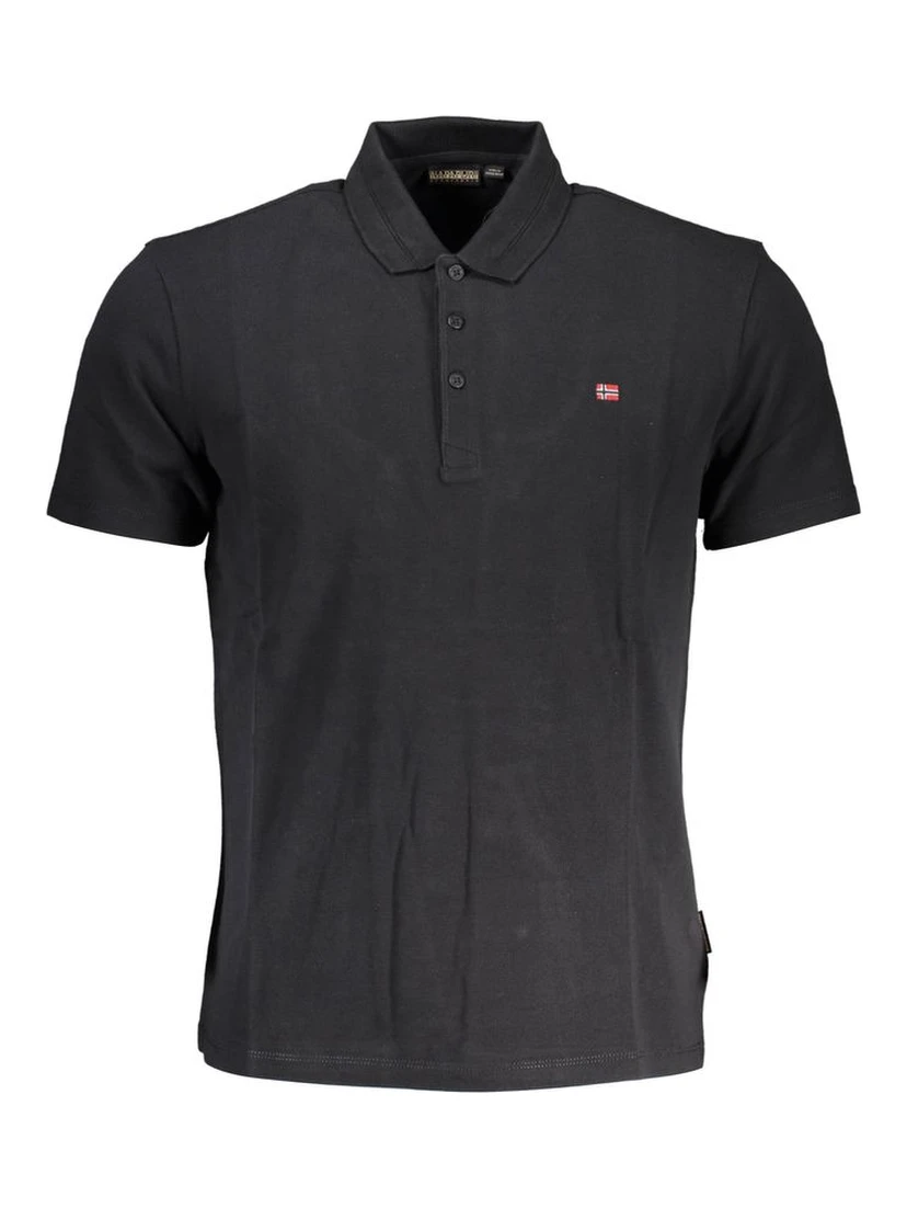 Black Cotton Men Polo Shirt