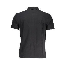 Black Cotton Men Polo Shirt