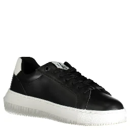 Logo-print Leather Sneakers In Black