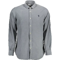 Long-sleeve cotton men's shirt in a grey color