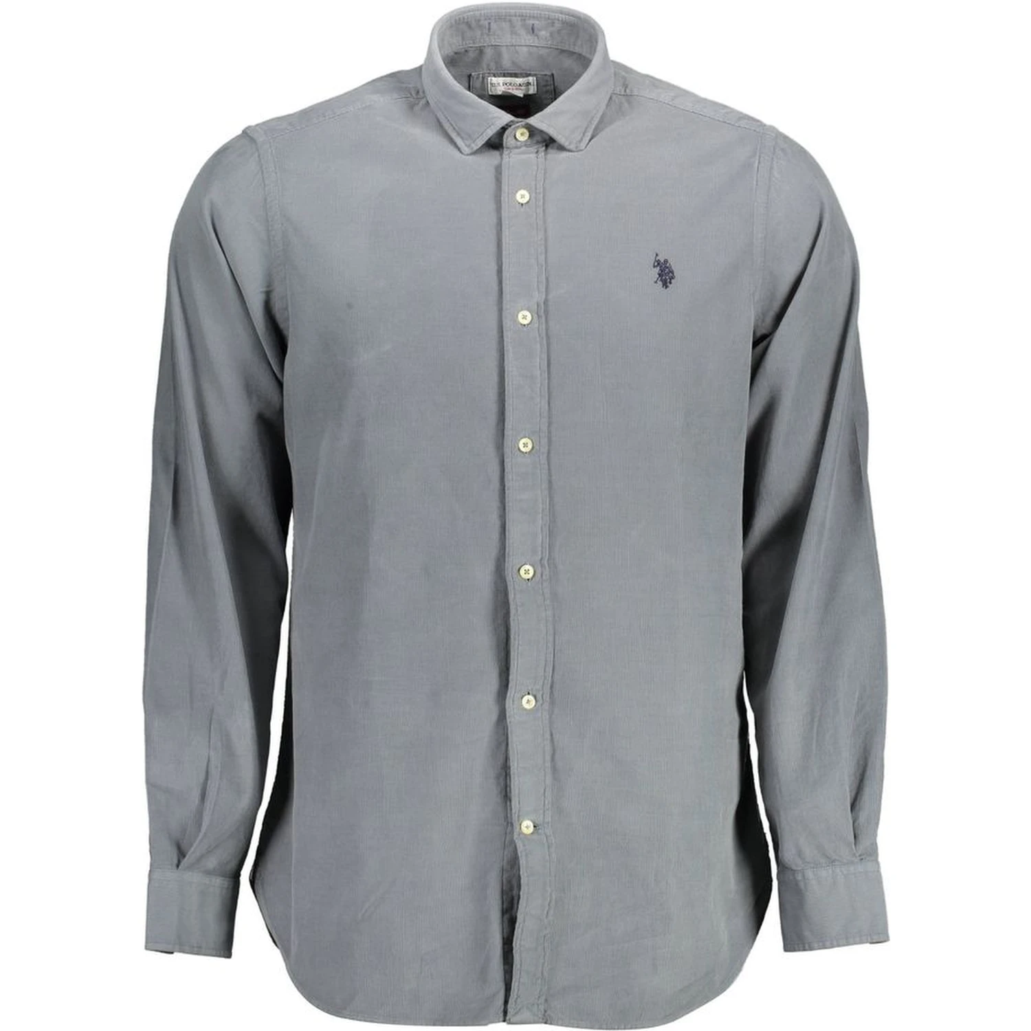 Long-sleeve cotton men's shirt in a grey color